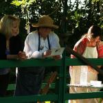 Caroline with student on Wisteria Bridge